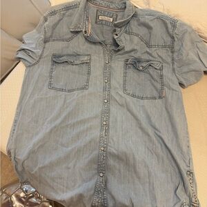 We The Free Blue Casual Button Down Dress